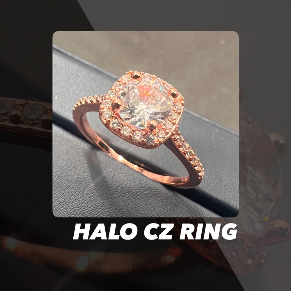 EUC Halo CZ Solitare Ring